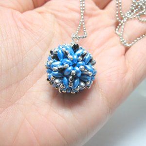 Blue Beaded Bead necklace